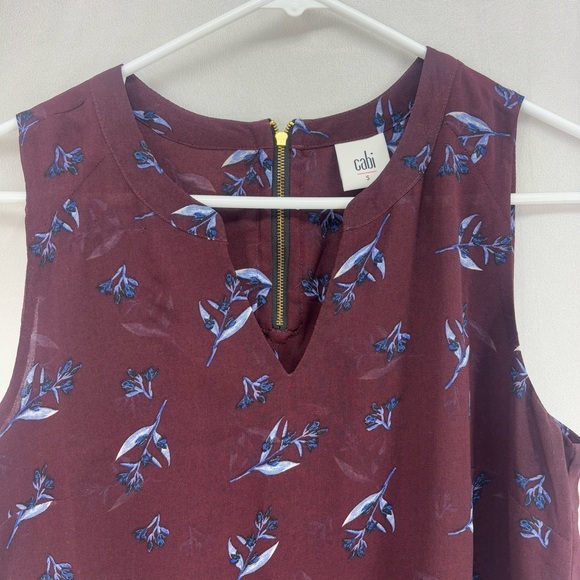 Cabi Women’s Small burgundy professional office tank top floral print blouse - Picture 8 of 10